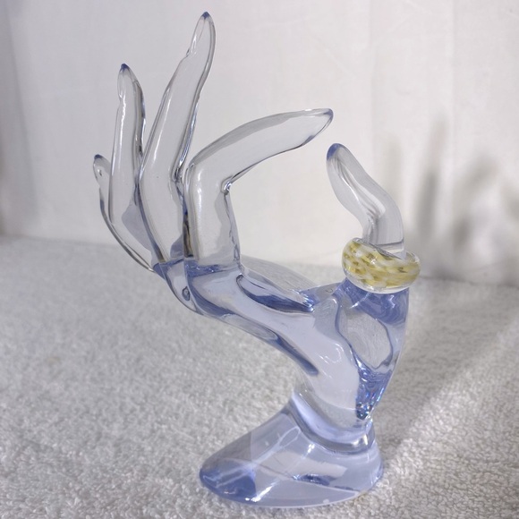 Vintage Art Glass Handmade Yellow White Band Ring - Picture 1 of 13